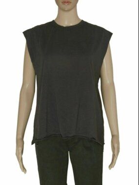 Zadig & Voltaire Charcoal Round Neck Sleeveless Cotton Blouse Tank Top L